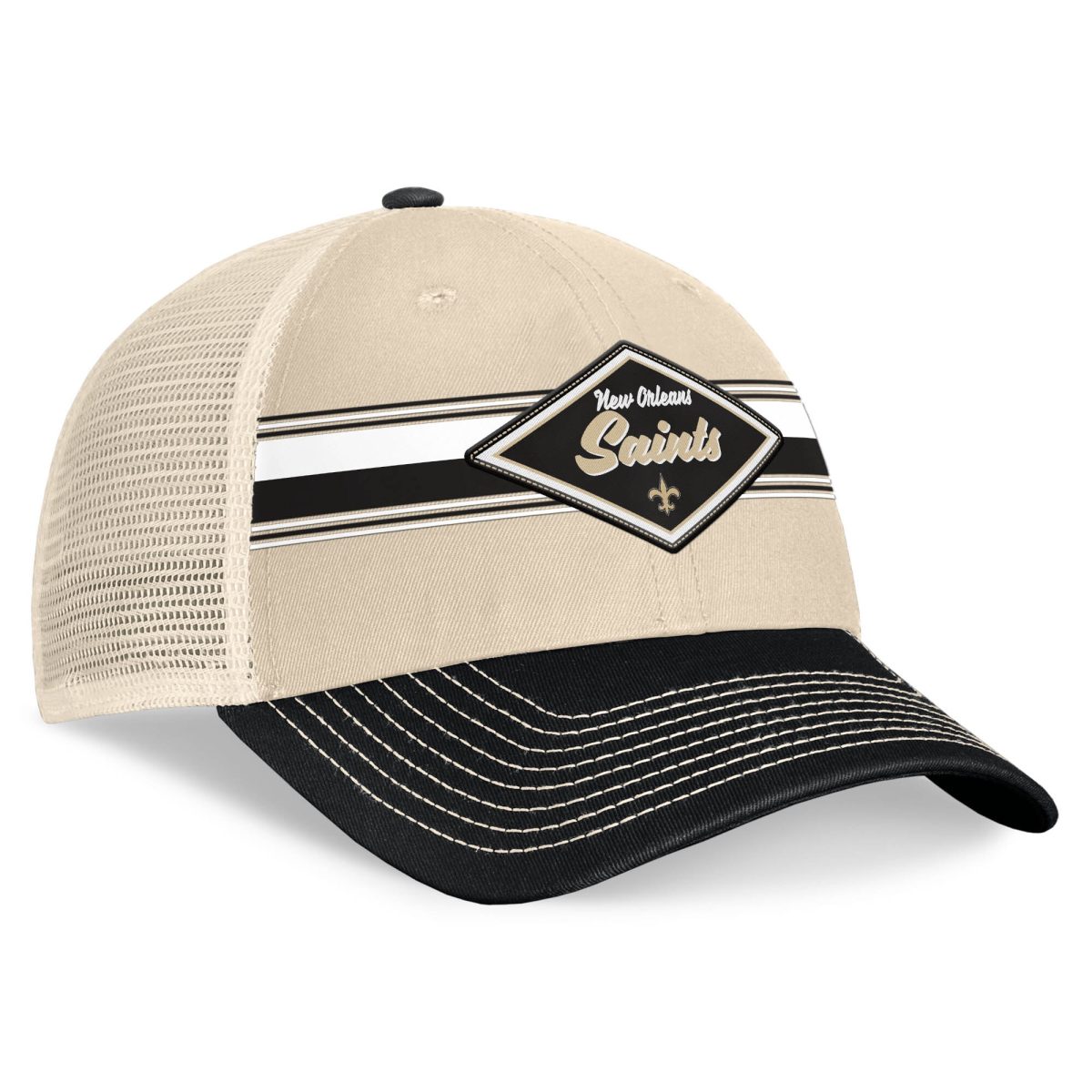 mens fanatics naturalblack new orleans saints diamond stripe trucker adjustable hat | New Orleans Saints Shop For NFL Gear & Apparel