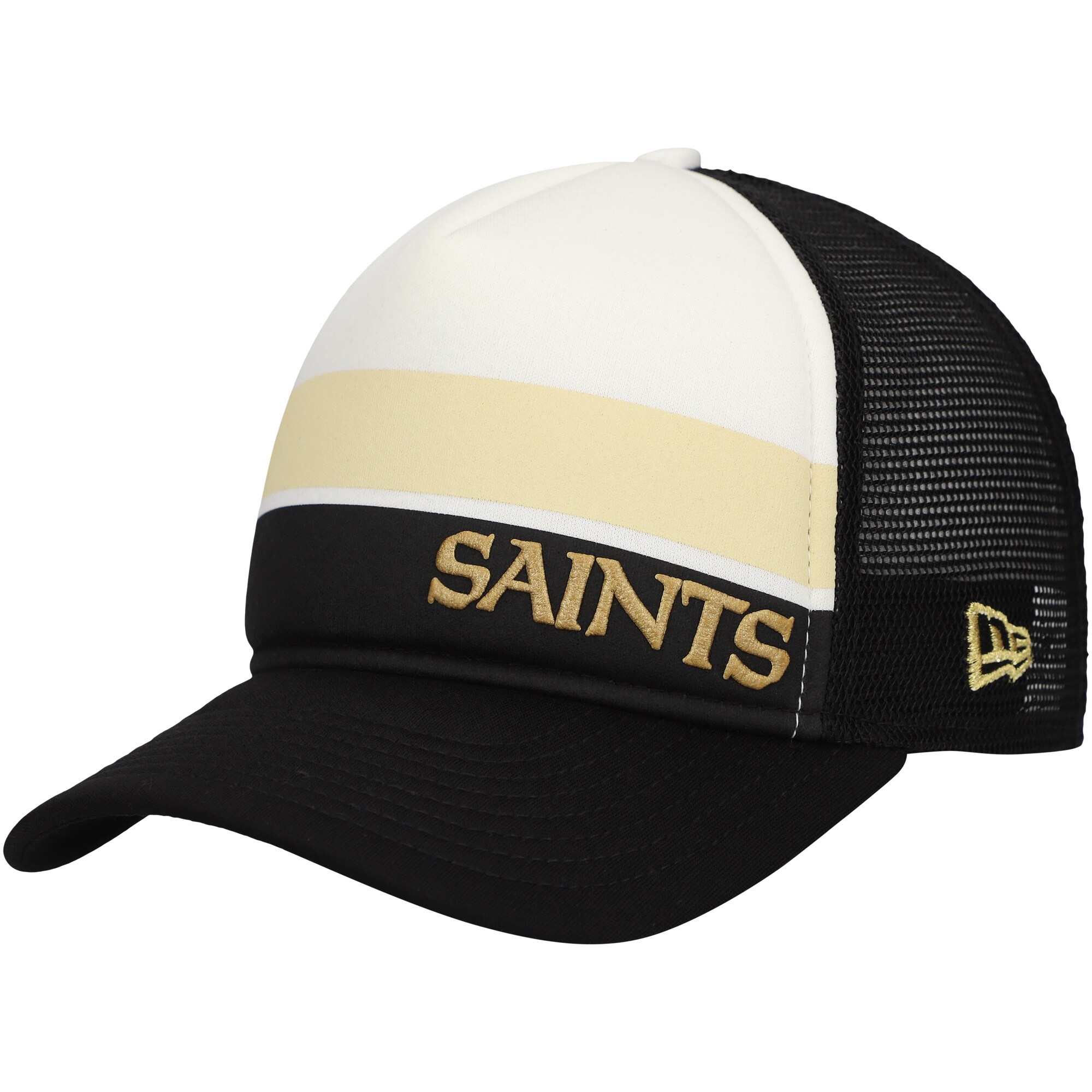youth new era black new orleans saints sport night color block 9forty a-frame trucker adjustable hat | New Orleans Saints Shop For NFL Gear & Apparel